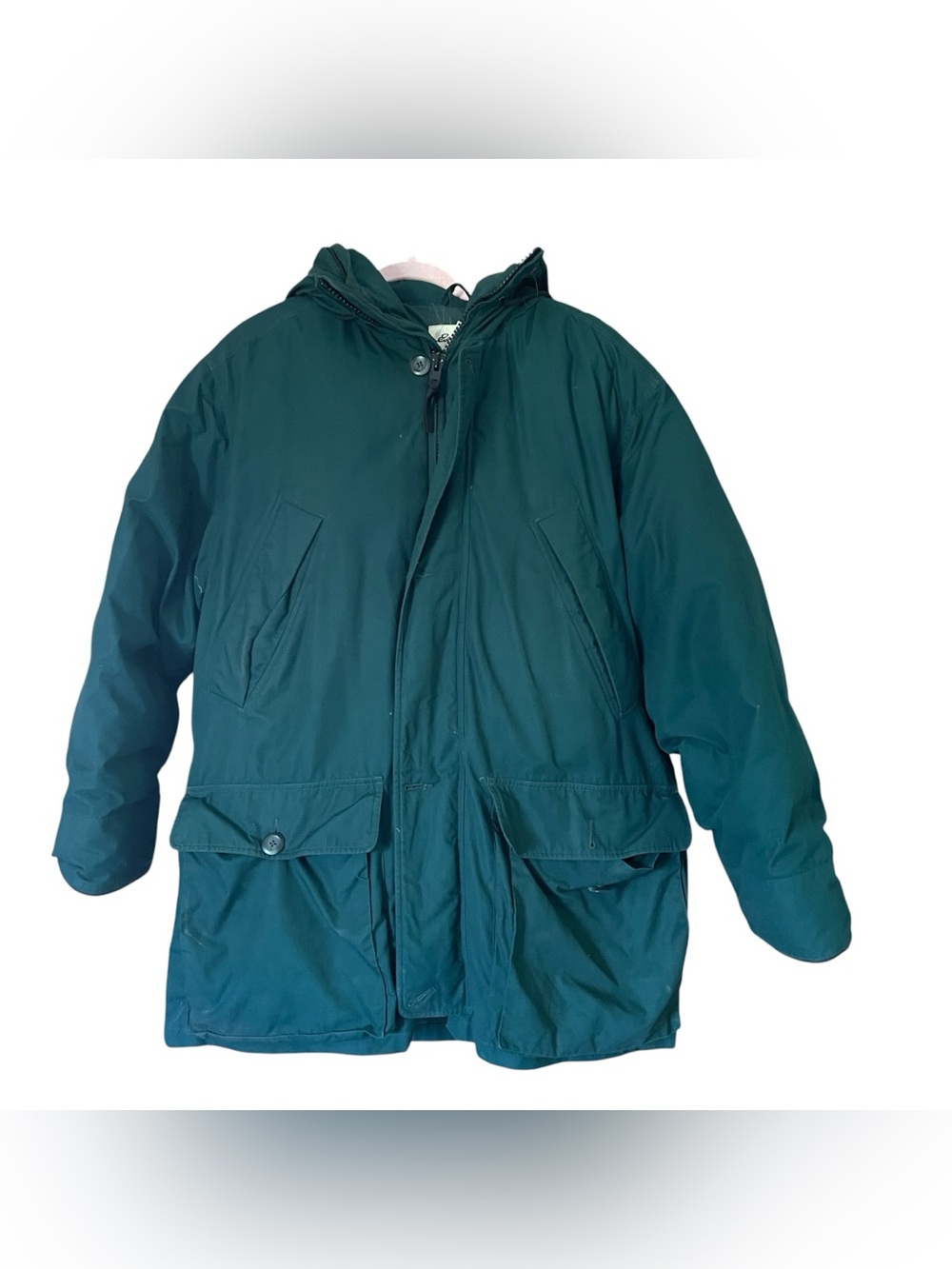 Eddie Bauer Vintage Men’s Forest Green Hooded Heavy Down Parka Jacket